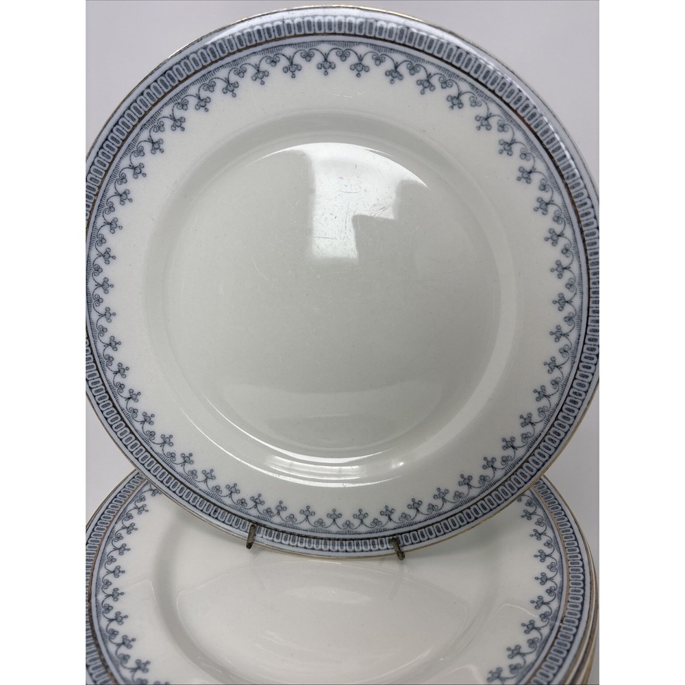 Johnson Brothers England Senora Blue Scroll Gold Trim Dinner Plates Set of 45